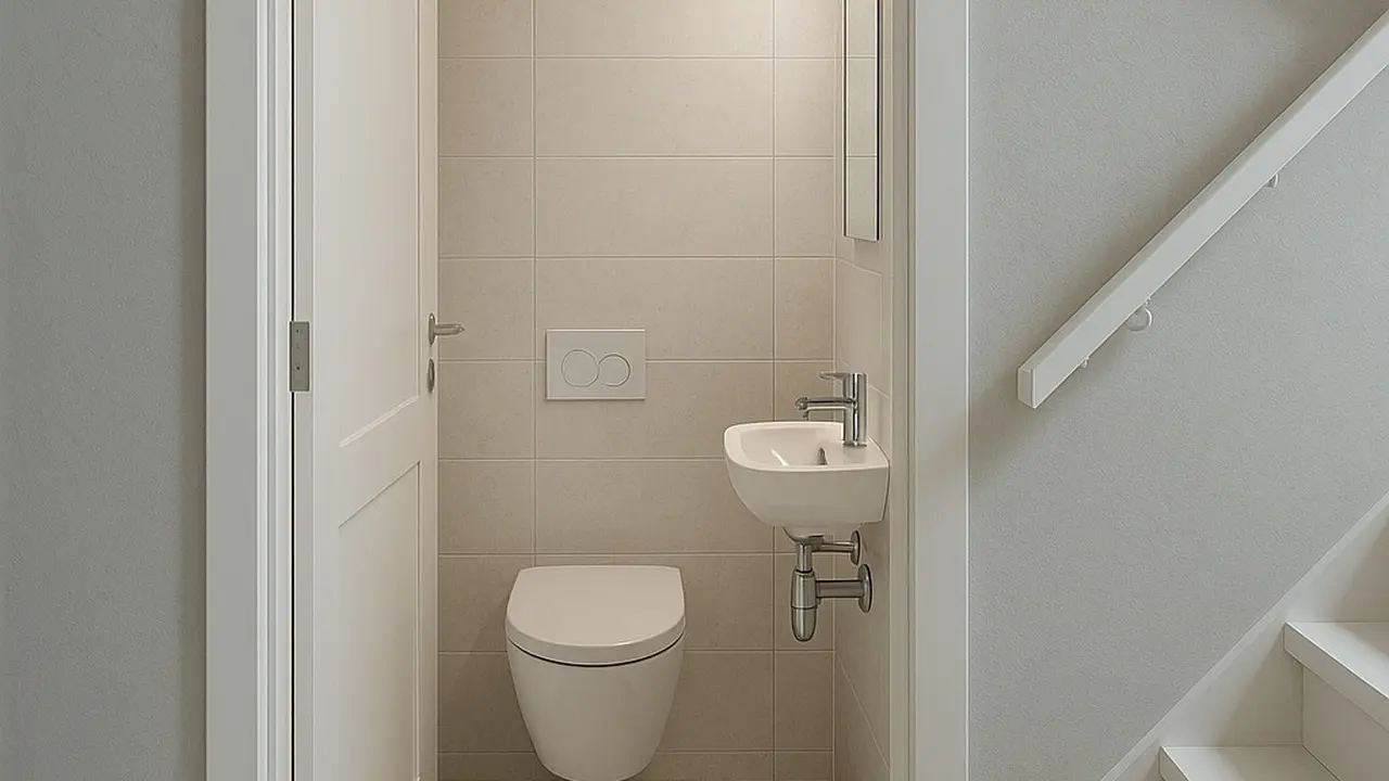 Inspirasi Kamar Mandi Dekat Tangga (Image by ChatGPT)