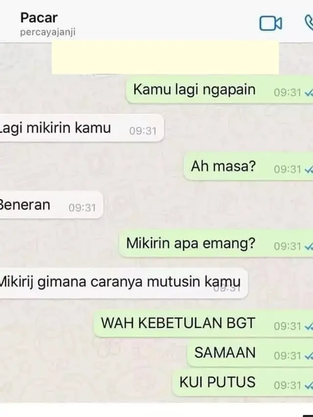 10 Chat Netizen Minta Putus dengan Pacar Ini Penuh Drama