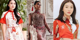 Inspirasi Busana Serba Merah Bernuansa Wastra Nusantara saat Imlek. [Instagram