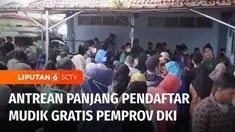 Mudik gratis yang digelar Pemprov DKI Jakarta melalui Suku Dinas Perhubungan diserbu warga. Sayangnya banyak warga yang kecewa karena gagal melakukan pendaftaran secara online, akibat gangguan pada server.