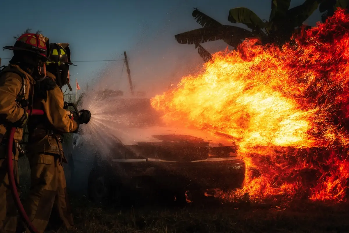 Ilustrasi mobil terbakar