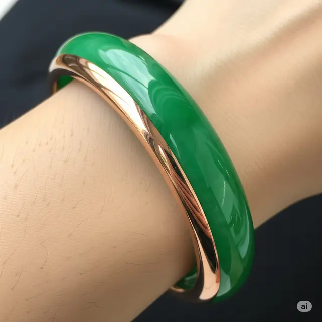 Gelang Giok Burma Lapis Emas Rose Gold