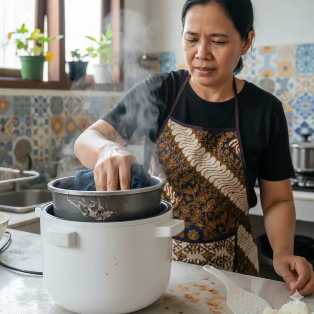 Kesalahan Umum Saat Membersihkan Rice Cooker (Foto: Gemini AI)