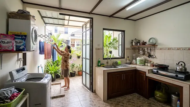 Rumah 6x8 dengan Dapur Belakang