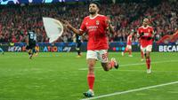 Selebrasi pemain Benfica Goncalo Ramos saat menjebol gawang Club Brugge di Liga Champions (AFP)