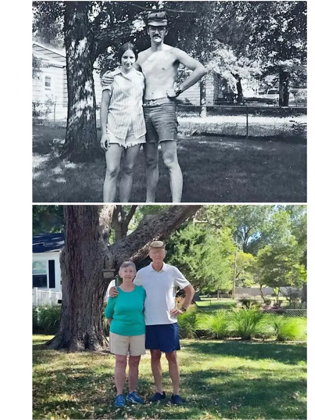 6 Potret Reka Ulang Foto Lawas Suami Istri Masa Muda Vs Kini, Nostalgia Romantis