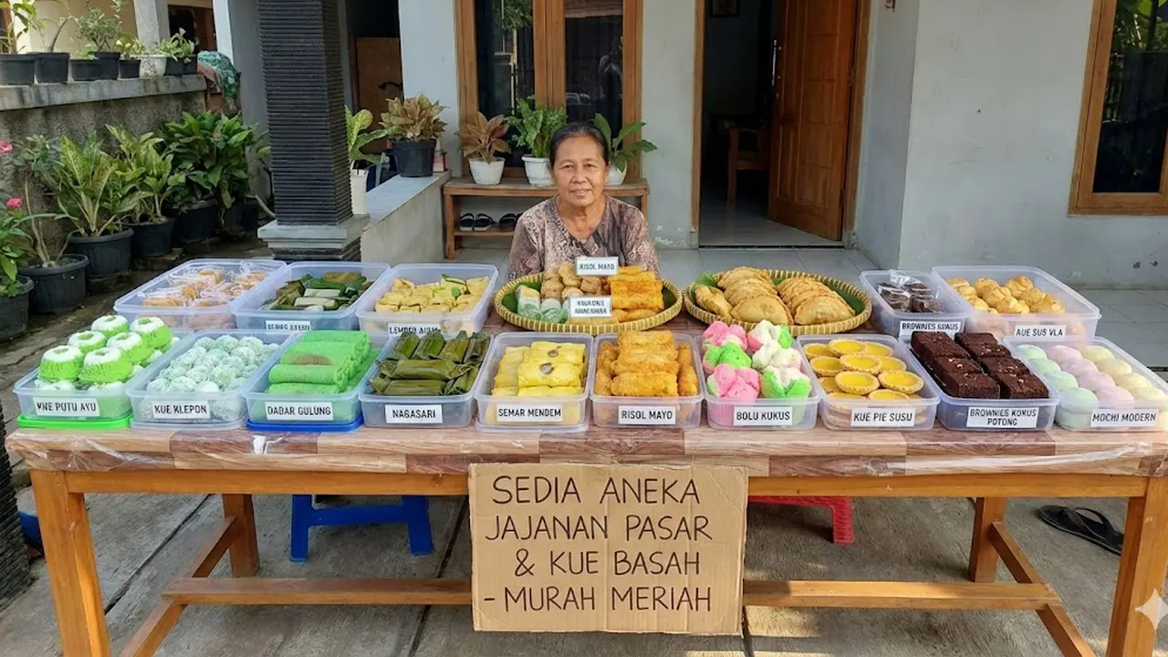 Jualan kue basah di depan rumah (Foto: AI)