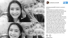 Artis Prilly Latuconsina saat berpose dengan Julia Perez. Prilly mengunggah status di Instagramnya setelah Jupe meninggal dunia. Innallilahi wainailaihi roji'un. Turut berduka cita sedalam-dalamnya. (Instagram/prillylatuconsina96)