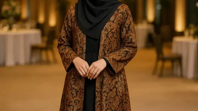 Baju Batik Pesta Wanita Berhijab Syar’i