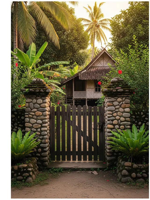 10 Model Gerbang Rumah dari Kayu Sederhana tapi Kuat, Natural dan Keamanan Terjaga