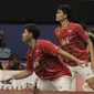 Pasangan Indonesia-Malaysia Ricky Karandasuwardi dan Angga Pratama saat berlaga  di Indonesia Open 2017 di JCC, Selasa (14/6/2017. (Bola.com/M Iqbal Ichsan)