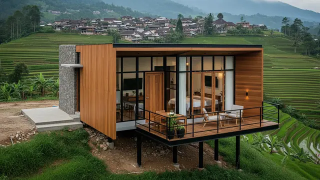 Model Rumah dengan View Langsung ke Pegunungan/ Ilustrasi AI