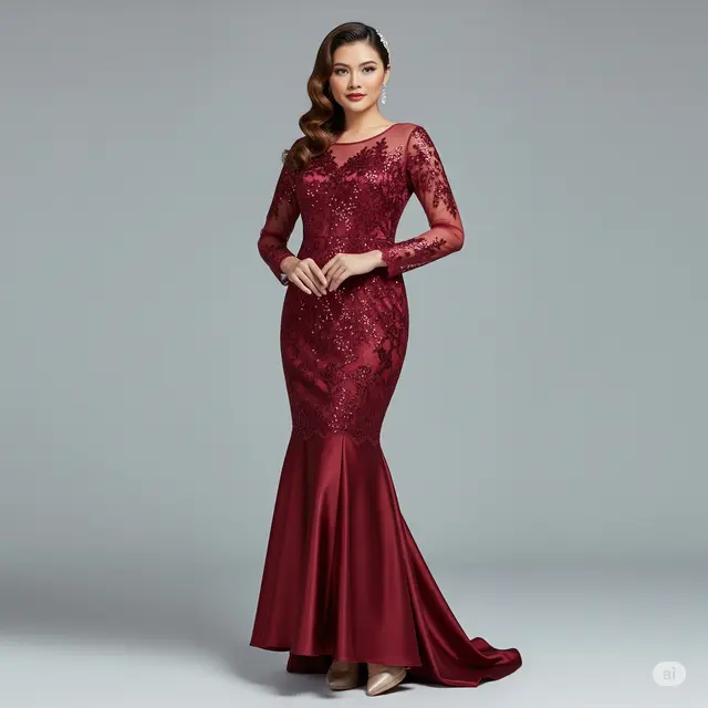 Inspirasi Dress Brokat Duyung Panjang Non Hijab untuk Berbagai Acara.