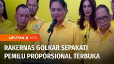 Rakernas Partai Golkar menyepakati sistem pemilu proporsional terbuka yang saat ini tengah digugat di Mahkamah Konstitusi. Sebanyak 38 DPD Partai Golkar juga menyepakati keputusan rakernas, salah satunya, memberikan mandat kepada Ketua Umum Airlangga...
