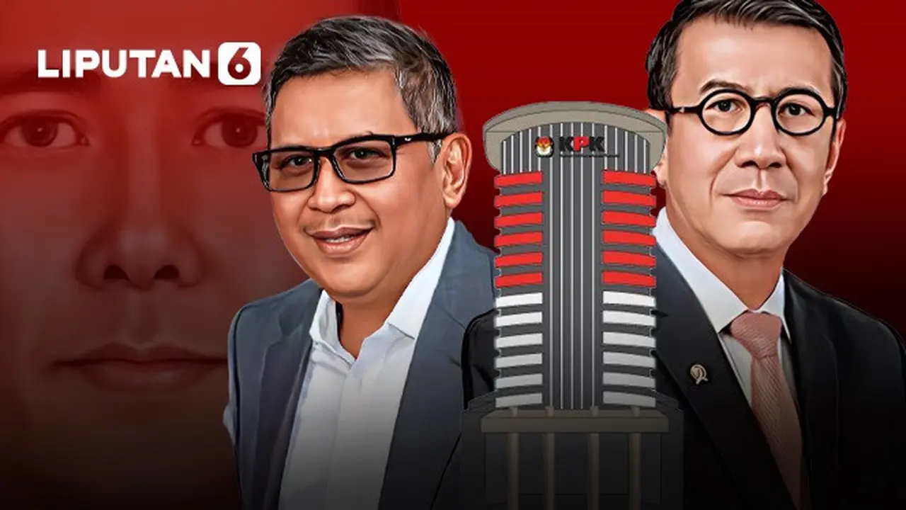 Banner Infografis Hasto Kristiyanto Tersangka dan Yasonna Laoly Dicekal