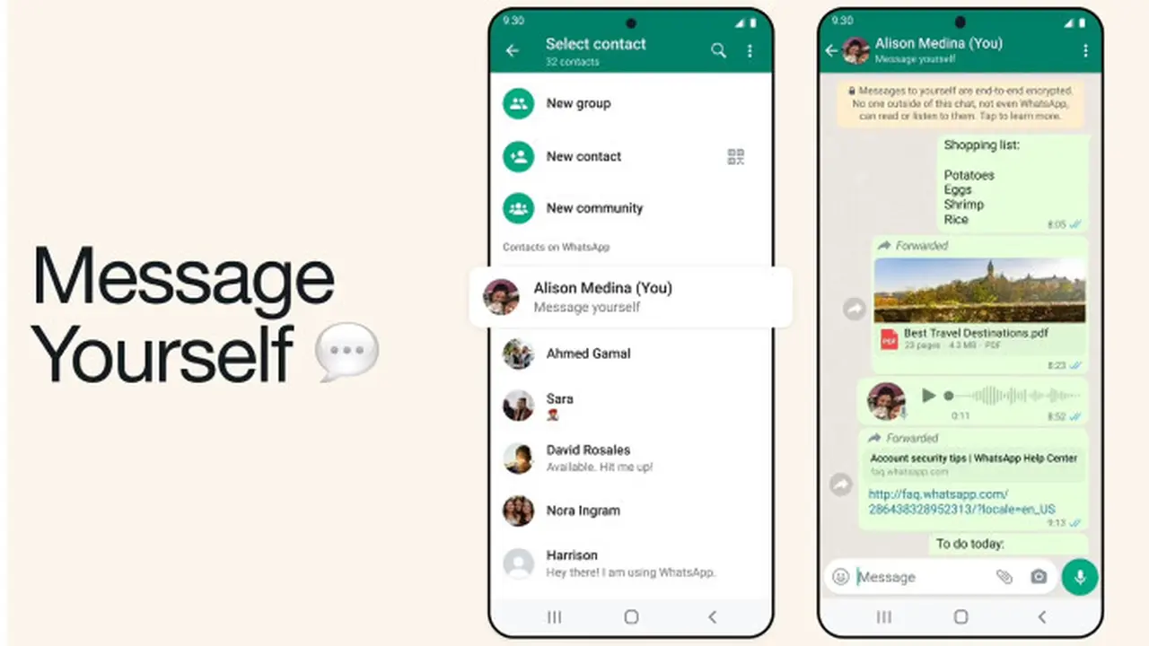 WhatsApp Rilis Message Yourself