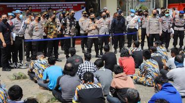 Seratusan lebih anggota Ormas GMBI tiba di Mapolda Jateng. (Foto: Liputan6.com/Humas Polda Jateng)