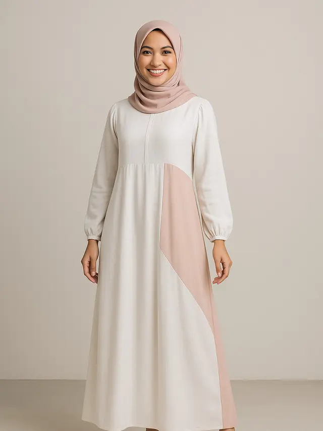 Pilihan Gamis Warna Putih & Pastel yang Lagi Tren untuk Maulid Nabi 2025/ Ilustrasi AI
