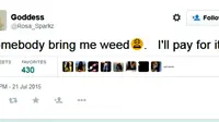 Pengguna Twitter Nekat Mencari Ganja di Dunia Maya