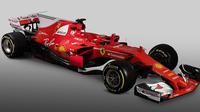 Ferrari merilis mobil SF70H yang akan digeber Sebastian Vettel dan Kimi Raikkonen pada F1 2017 di Sirkuit Fiorano, Italia, Jumat (24/2/2017)