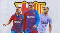 Barcelona - Matthijs De Ligt, Erling Haaland, Donny van de Beek (Bola.com/Adreanus Titus)