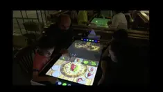 Sambil menunggu makanan, pengunjung bisa bermain game menggunakan layar sentuh di meja.