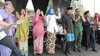 Wali Kota Airin Rachmi Diany ikut berjoged di HUT Tangsel. (Pramita/Liputan6.com)