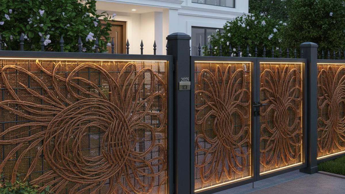 Perpaduan Estetika dan Daya Tahan, 8 Inspirasi Pagar Besi Motif Anyaman Rotan Sintetis 2025
