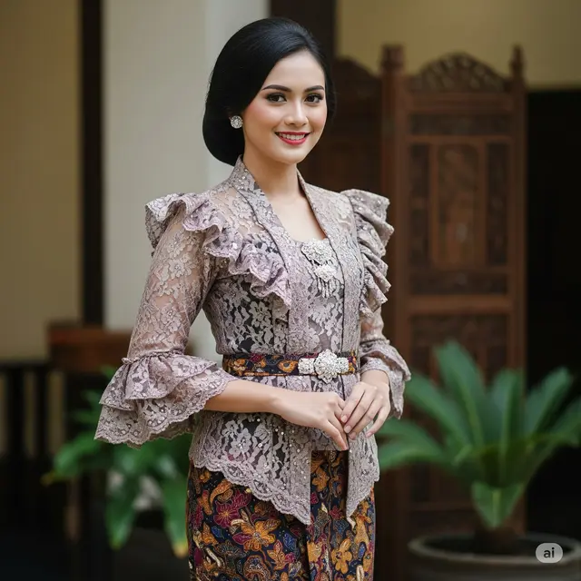 Kebaya Modern Brokat & Ruffle