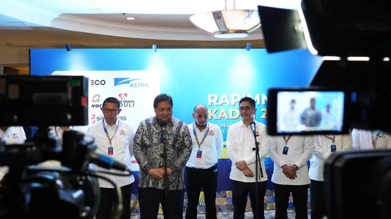 Menteri Koordinator Bidang Perekonomian Airlangga Hartarto dalam acara Penutupan Rapat Pimpinan Nasional Kadin 2022, Jumat (2/12/2022). (Dok Kemenko Perekonomian)