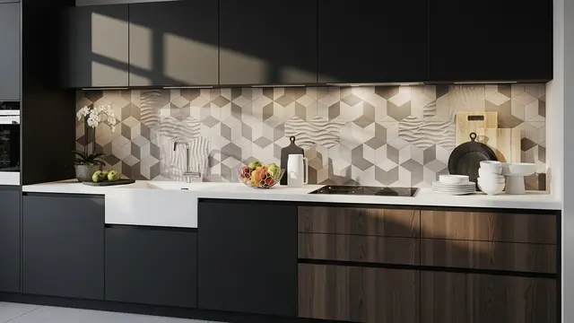 Keramik Motif Geometris 3D untuk Ilusi Kedalaman
