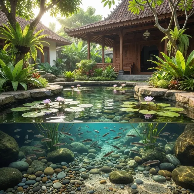 Model Kolam Ternak Lele Sekaligus Taman Air