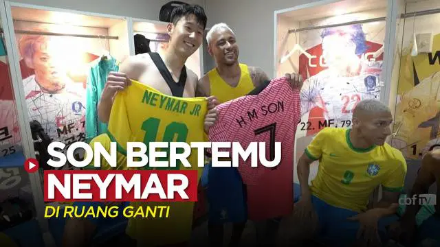Berita video momen bintang Korea Selatan, Sn Heung-min, bertemu idolanya, Neymar, di ruang ganti Timnas Brasil, Kamis (2/6/2022).