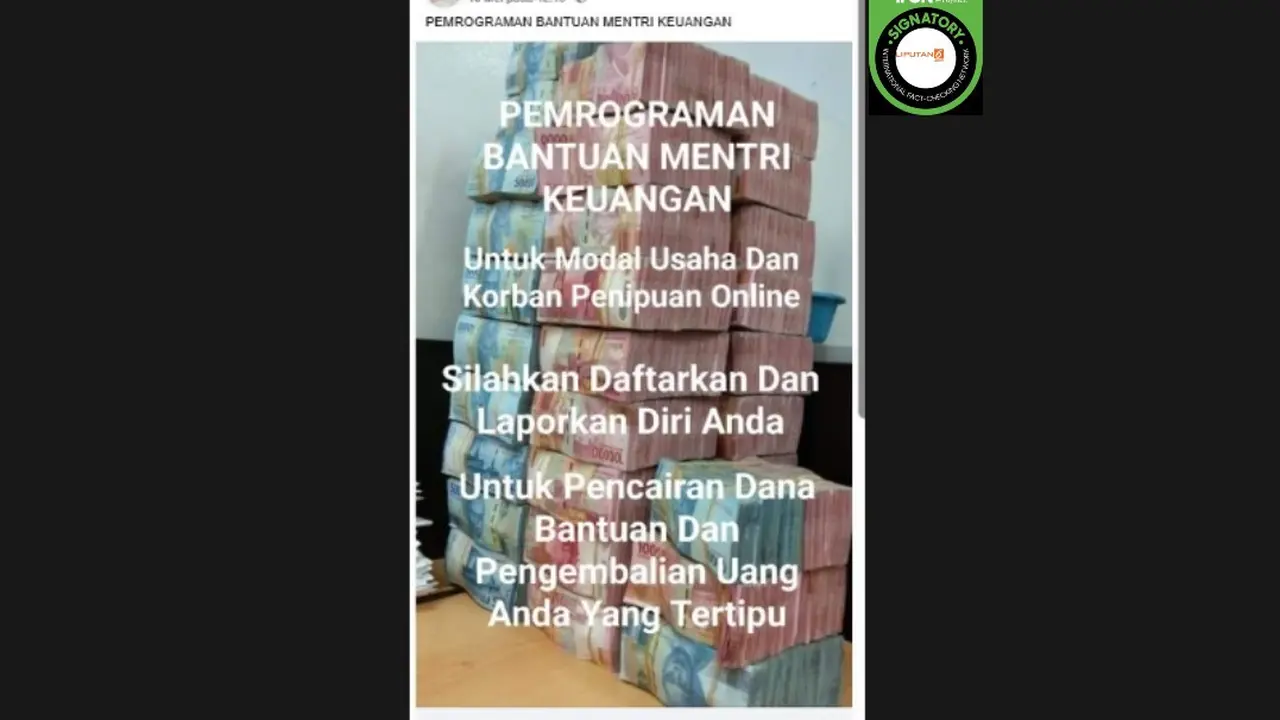 Cek Fakta Liputan6.com mendapati klaim program bantuan Menteri Keuangan Purbaya Yudhi Sadewa.