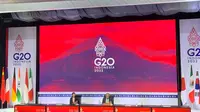Sekjen PBB Antonio Guterres dalam konferensi pers bersama awak media sebelum KTT G20 dimulai pada Senin (14/11/2022). (Liputan6/Benedikta Miranti)