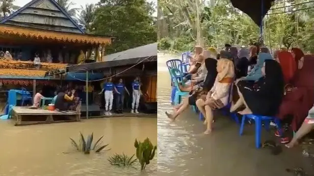 6 Momen Apes Nikahan di Musim Hujan, Resepsi Kacau Karena Banjir
