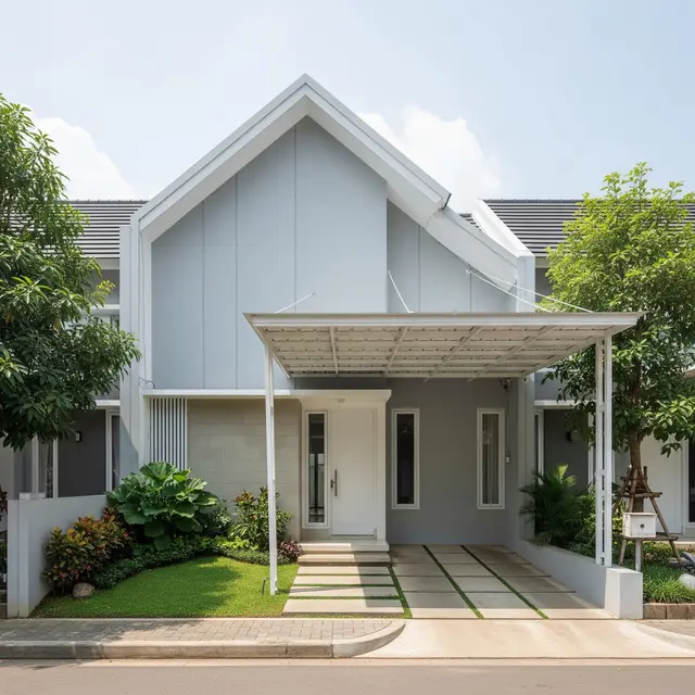 9 Desain Rumah Minimalis dengan Kombinasi Atap Pelana dan Kanopi, Estetika Modern
