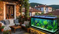 Model Teras Rumah dengan Akuarium (AI)