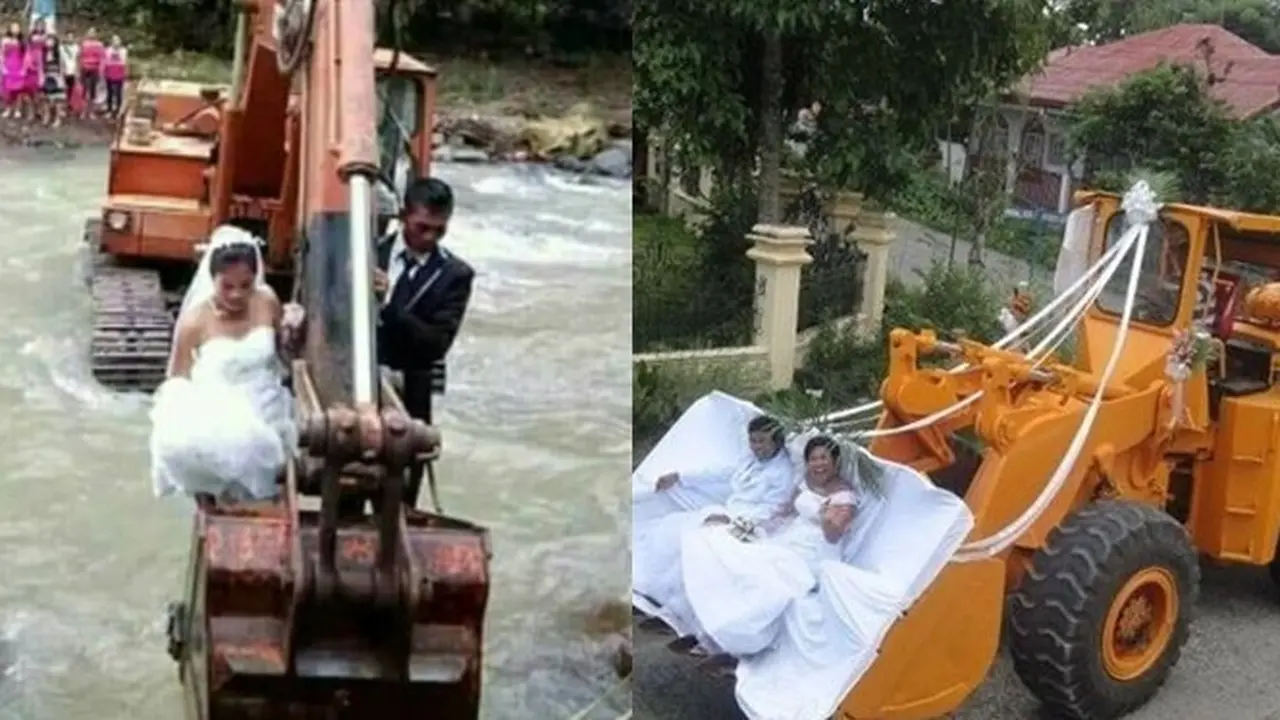 6 Kendaraan Pengantin Ukuran Besar Ini Bikin Heboh Pernikahan