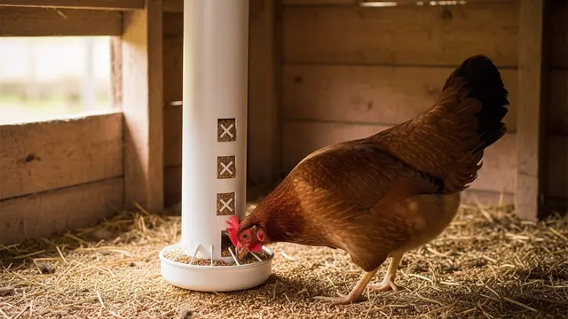 desain tempat pakan ayam otomatis dari pipa