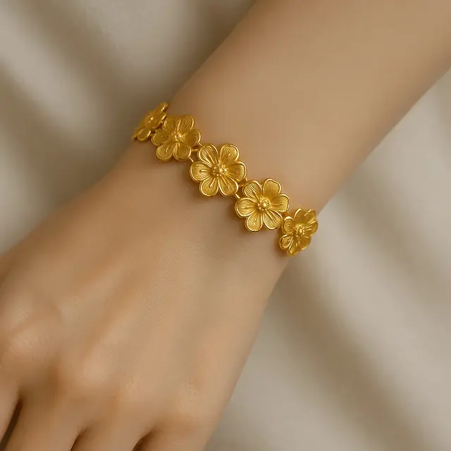 Model Gelang Emas Bunga Timbul Terbaru