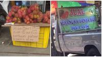 Tulisan Promosi Orang Jualan Buah. (Sumber: Twitter/@nocontextwarung dan Instagram/@awreceh.id)