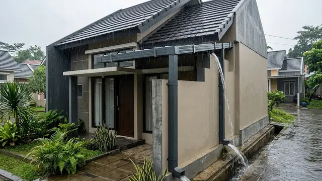 Talang air atap rumah untuk musim hujan yang kokoh dan anti tempias model kotak