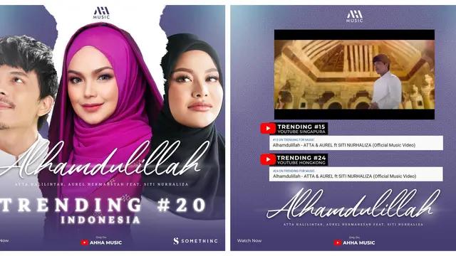 Atta Halilintar dan Aurel Hermansyah Kolaborasi Bareng Siti Nurhaliza, Langsung Trending di Banyak Negara. (instagram.com/ahhamusic.id)