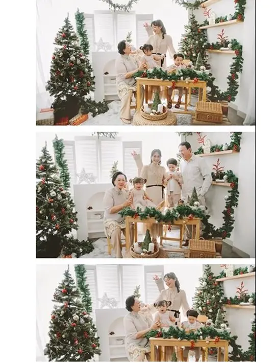 Pemotretan keluarga Ahok bertema Natal, ceria bareng dua buah hati. (Sumber: Instagram/basukibtp)