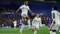 Kylian Mbappe mencetak gol tunggal kemenangan Real Madrid atas Getafe pada laga pekan kesembilan La Liga di&nbsp;Estadio Coliseum, Senin (20/10/2025) dini hari WIB. (AFP/Thomas COEX)