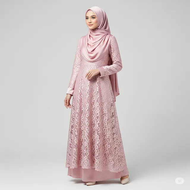 Tren Long Dress Brokat Muslim Terkini.