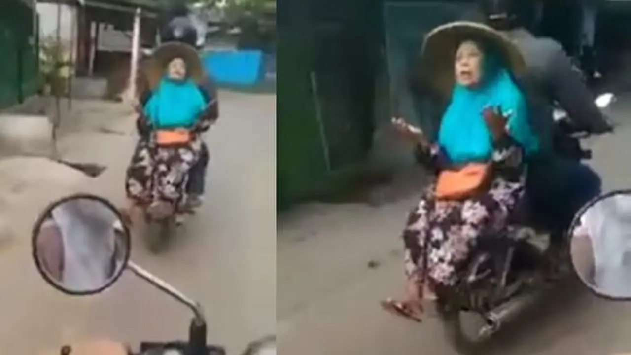 Emak-emak dibonceng motor (Instagram/@awrecehviral)