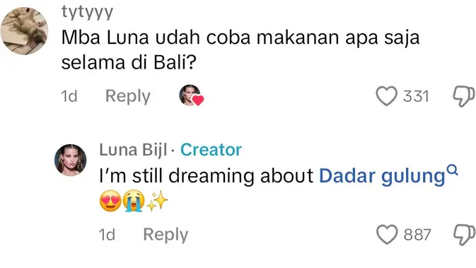 Luna Bijl membalas komentar fans di TikTok.