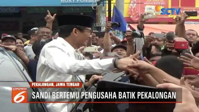 Sandiaga Uno safari politik dengan kunjungi pengusaha batik di Pekalongan, Jawa Tengah.